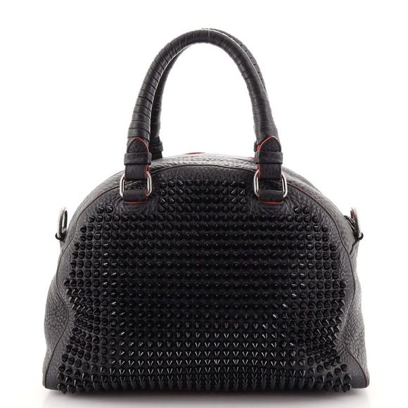 Christian Louboutin Panettone Convertible Satchel Spiked Leather Small Black - Picture 4 of 8